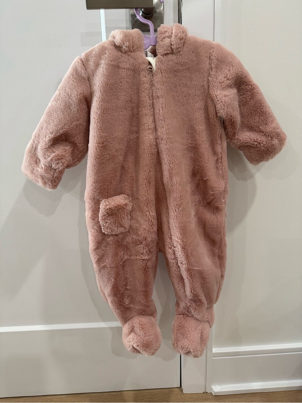 Cozy Plush Pink Footed Baby One-Piece